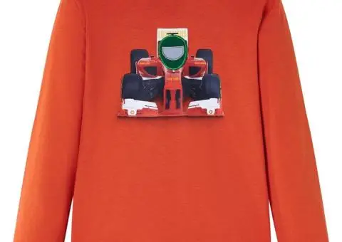 Tricou de copii mâneci lungi, portocaliu, 92 - 1/5