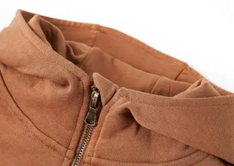 Bluzon cu glugă de copii, jumătate de fermoar, antracit și coniac, 116 - 3/5