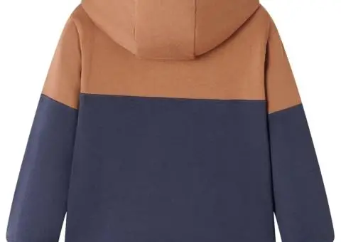 Bluzon cu glugă de copii, jumătate de fermoar, antracit și coniac, 92 - 2/5