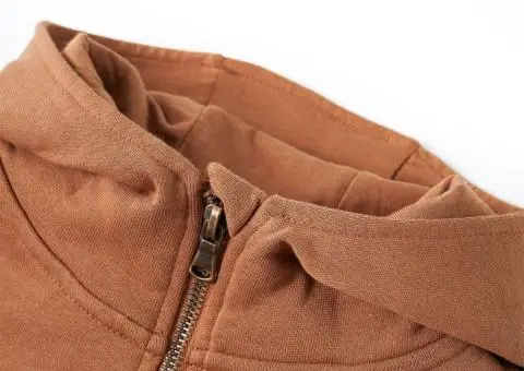 Bluzon cu glugă de copii, jumătate de fermoar, antracit și coniac, 92 - 3/5