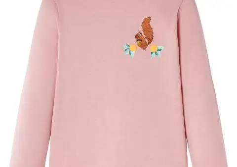 Tricou de copii cu mâneci lungi, roz deschis, 104 - 1/5