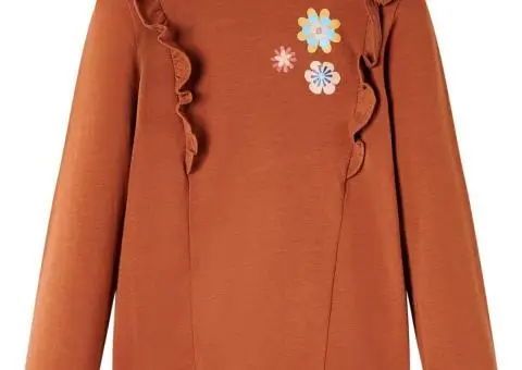 Tricou pentru copii cu mâneci lungi, coniac, 104 - 1/5