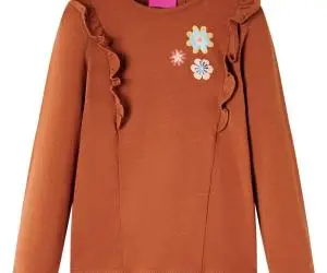 Tricou pentru copii cu mâneci lungi, coniac, 104