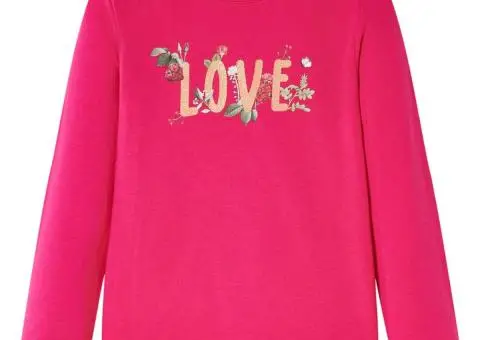 Tricou pentru copii cu mâneci lungi, roz aprins, 104 - 1/5