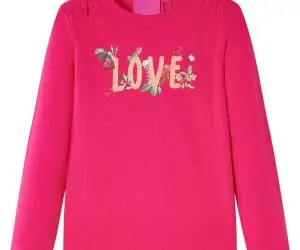 Tricou pentru copii cu mâneci lungi, roz aprins, 104