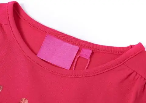 Tricou pentru copii cu mâneci lungi, roz aprins, 104 - 3/5