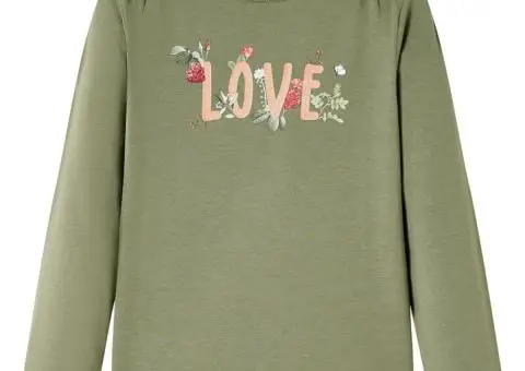 Tricou pentru copii cu mâneci lungi, kaki, 116 - 1/5