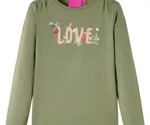 Tricou pentru copii cu mâneci lungi, kaki, 116