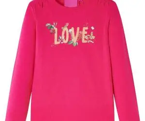 Tricou pentru copii cu mâneci lungi, roz aprins, 128