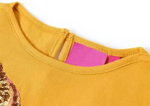 Tricou pentru copii cu mâneci lungi, ocru, 128 - 3/5