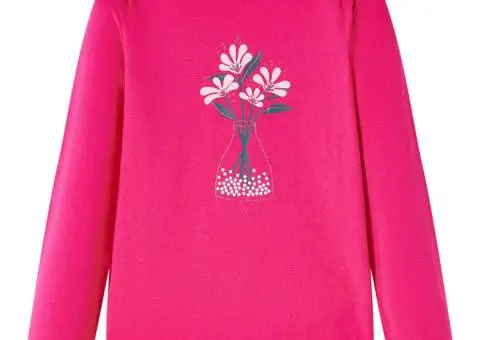 Tricou pentru copii cu mâneci lungi, roz aprins, 116 - 1/5