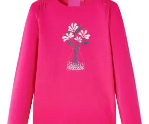 Tricou pentru copii cu mâneci lungi, roz aprins, 116
