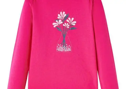 Tricou pentru copii cu mâneci lungi, roz aprins, 92 - 1/5