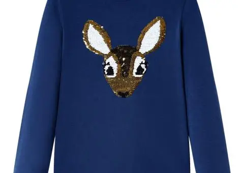 Tricou pentru copii cu mâneci lungi, bleumarin 128 - 1/5