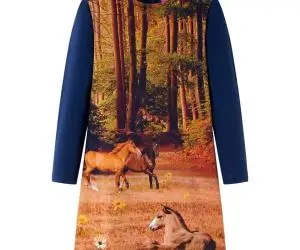 Rochie pentru copii cu mâneci lungi, bleumarin, 104