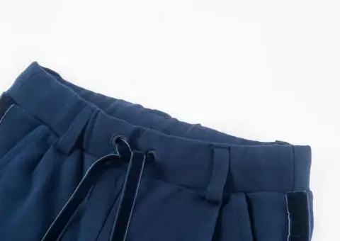 Pantaloni pentru copii cu ornamente negre, bleumarin, 104 - 3/5