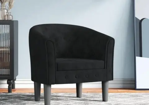 Fotoliu tip cuvă, negru, catifea - 1/5