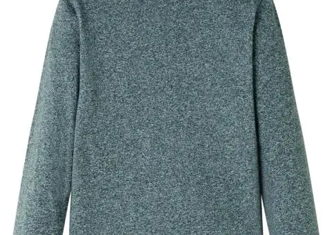 Tricou copii mâneci lungi, verde închis melanj, 116 - 2/5