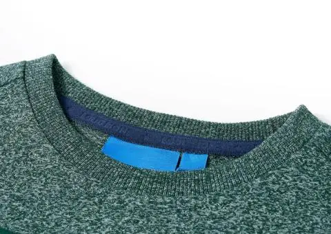 Tricou copii mâneci lungi, verde închis melanj, 116 - 3/5