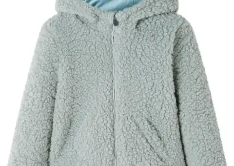 Jachetă cu glugă pentru copii blană artificială Teddy verde mentă 116 - 1/5