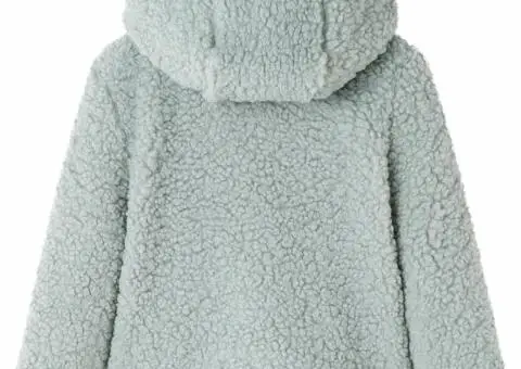 Jachetă cu glugă pentru copii blană artificială Teddy verde mentă 116 - 2/5