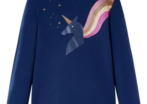 Tricou pentru copii cu mâneci lungi, bleumarin, 104 - 1/5