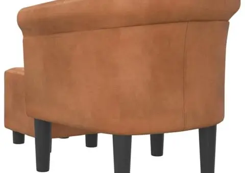 Fotoliu tip cuvă cu taburet, maro, piele ecologică - 5/5