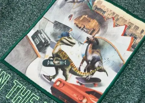 Tricou copii mâneci lungi, verde închis melanj, 92 - 4/5