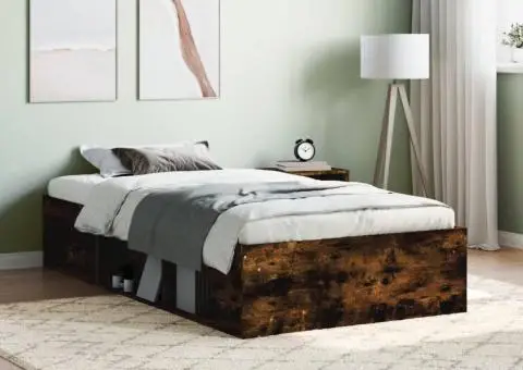 Cadru pat, stejar fumuriu, 100x200 cm - 1/5