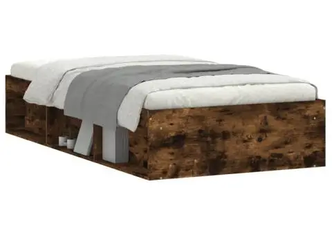 Cadru pat, stejar fumuriu, 100x200 cm - 3/5