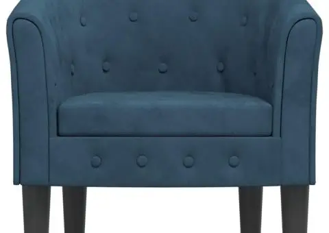 Fotoliu tip cuvă, albastru închis, catifea - 3/5