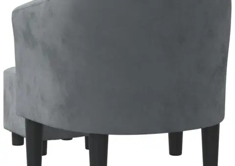 Fotoliu tip cuvă cu taburet, gri închis, catifea - 5/5
