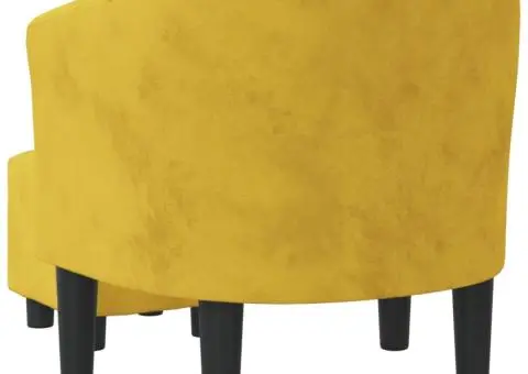Fotoliu tip cuvă cu taburet, galben, catifea - 5/5