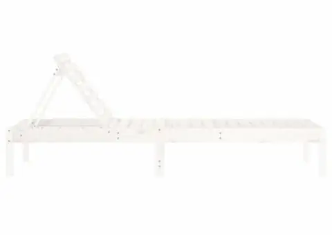 Șezlonguri, 2 buc., alb, 199,5x60x74 cm, lemn masiv pin - 5/5