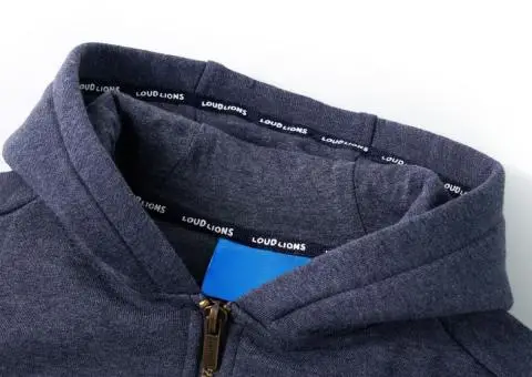 Hanorac pentru copii cu glugă și fermoar, albastru închis melanj, 92 - 3/5