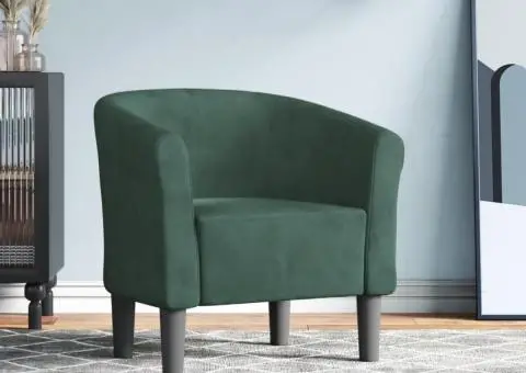 Fotoliu tip cuvă, verde închis, catifea - 1/5