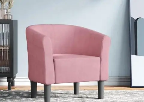 Fotoliu tip cuvă, roz, catifea - 1/5
