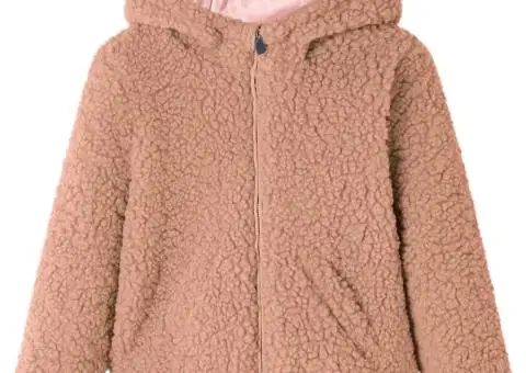 Jachetă cu glugă pentru copii, blană artificială, coniac, 92 - 1/5