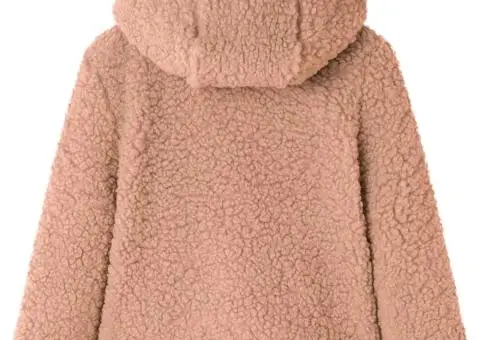 Jachetă cu glugă pentru copii, blană artificială, coniac, 92 - 2/5