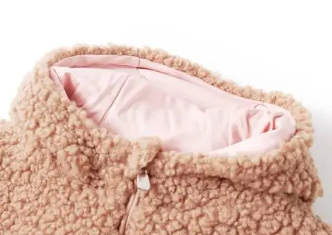 Jachetă cu glugă pentru copii, blană artificială, coniac, 92 - 3/5