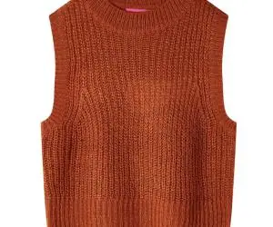 Vestă pulover pentru copii tricotată, coniac, 104