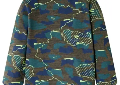 Hanorac pentru copii, kaki închis melanj, 104 - 2/5