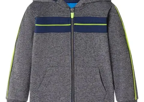 Hanorac pentru copii cu glugă și fermoar, gri melanj, 128 - 1/5