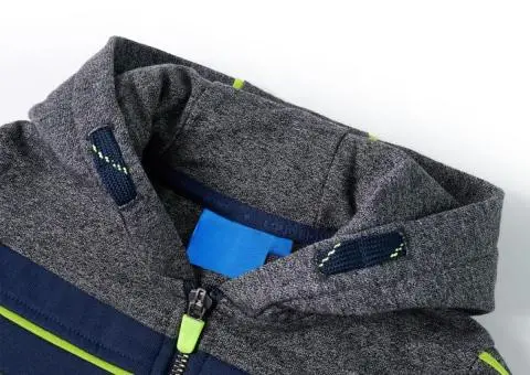 Hanorac pentru copii cu glugă și fermoar, gri melanj, 128 - 3/5