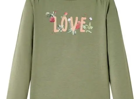 Tricou pentru copii cu mâneci lungi, kaki, 92 - 1/5