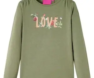 Tricou pentru copii cu mâneci lungi, kaki, 92