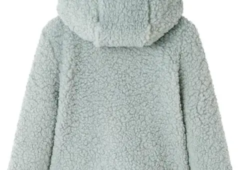 Jachetă cu glugă pentru copii blană artificială Teddy verde mentă 92 - 2/5