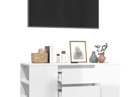 Comodă TV, alb extralucios, 102x44,5x50 cm, lemn prelucrat - 5/5