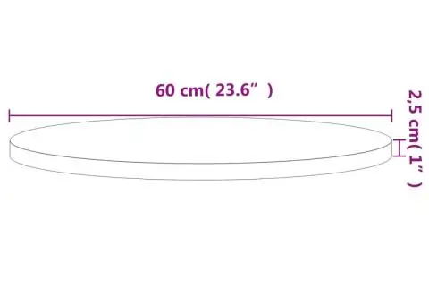 Blat de masă rotund, Ø60x2,5 cm, lemn masiv de fag - 4/5