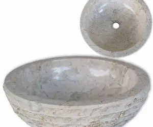 vidaXL Chiuvetă, crem, 40 cm, marmură